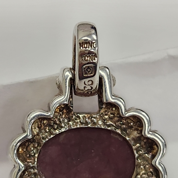 Sterling Silver Oval Rhodonite Pendant - Picture 5 of 7